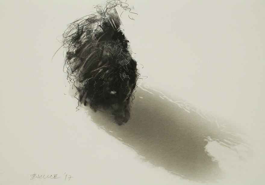 Gloomy Portraits Of Dogs That Seem To Fade Into The Paper