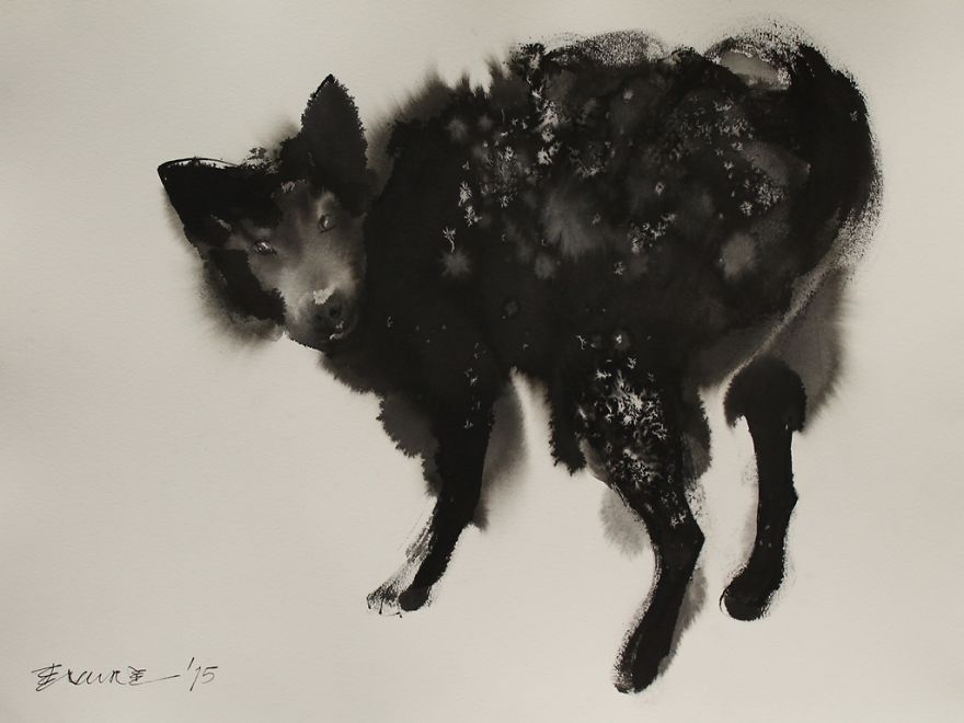 Gloomy Portraits Of Dogs That Seem To Fade Into The Paper