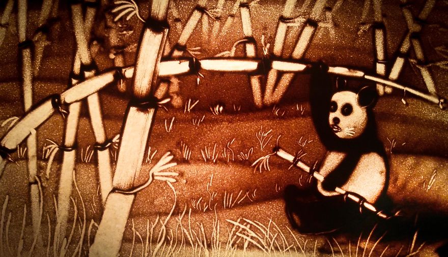 Sandtober: I Made These Sand Art Drawings For Inktober Challenge With Sand As A Medium Sandtober: I Made These Sand Art Drawings For Inktober Challenge With Sand As A Medium