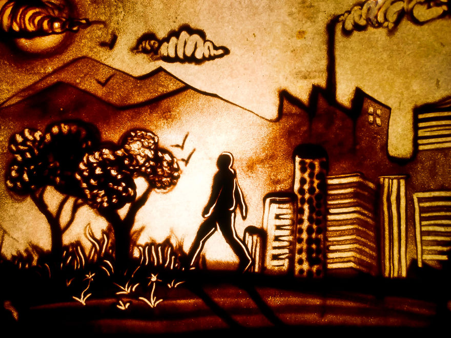 Sandtober: I Made These Sand Art Drawings For Inktober Challenge With Sand As A Medium Sandtober: I Made These Sand Art Drawings For Inktober Challenge With Sand As A Medium