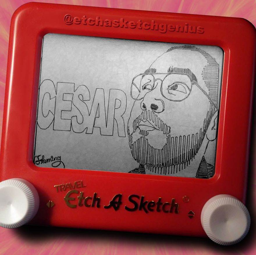 I’ve Been Surprising Random Instagram Followers Of Mine With Etch-A-Sketch Portraits Of Themselves I’ve Been Surprising Random Instagram Followers Of Mine With Etch-A-Sketch Portraits Of Themselves