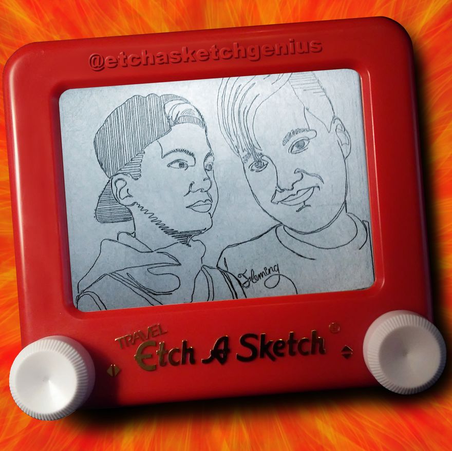 I’ve Been Surprising Random Instagram Followers Of Mine With Etch-A-Sketch Portraits Of Themselves I’ve Been Surprising Random Instagram Followers Of Mine With Etch-A-Sketch Portraits Of Themselves