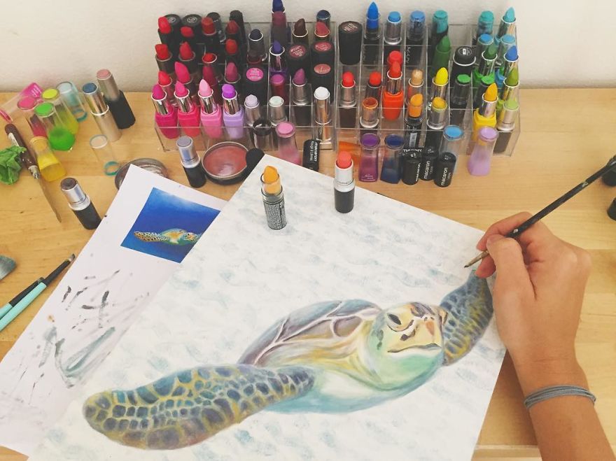 I Use My Lips And Lipsticks To Create These Paintings