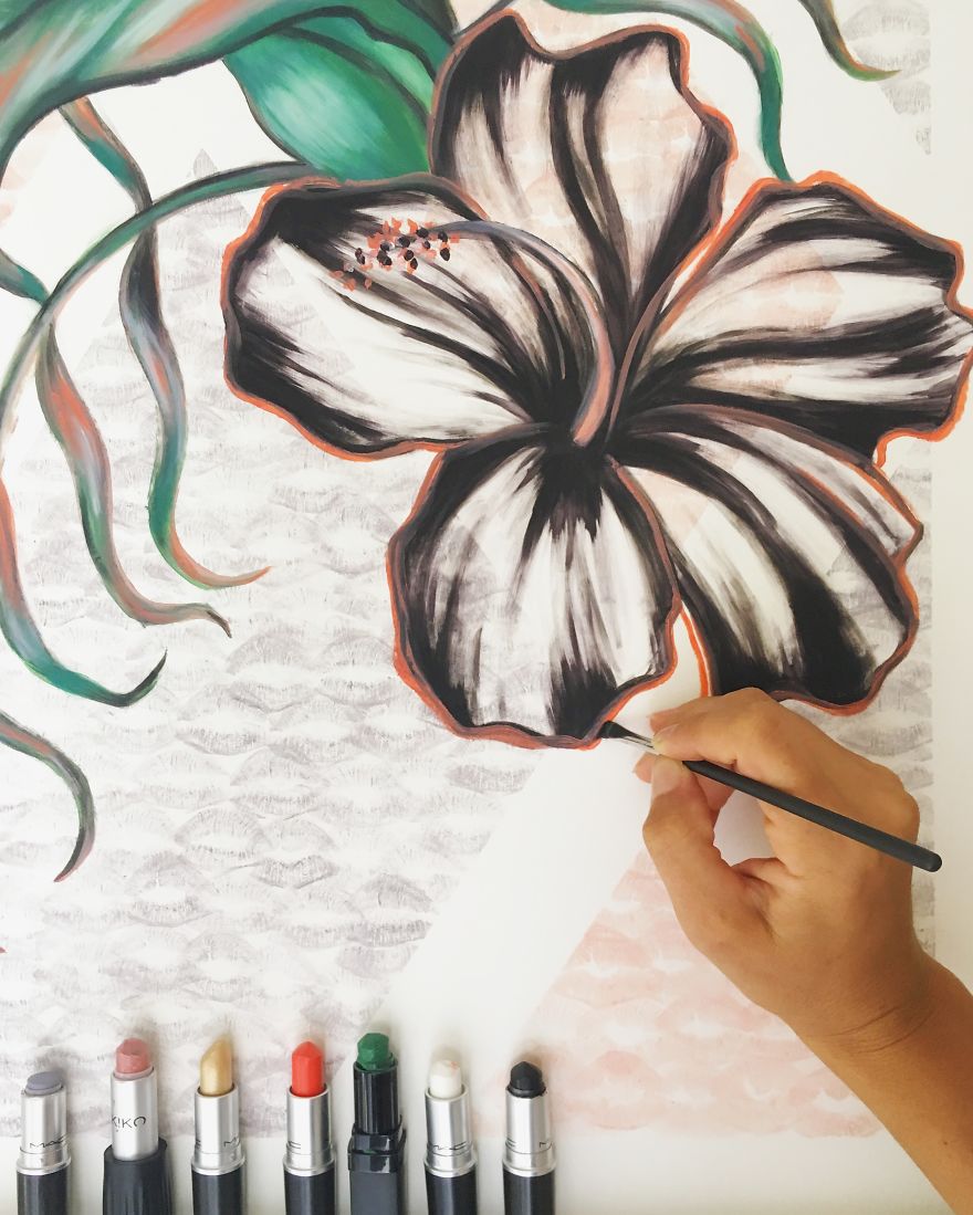 I Use My Lips And Lipsticks To Create These Paintings