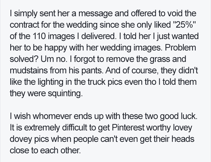 Bride-To-Be Accuses Photographer Of Fat-Shaming Her In Photos, But Photographer Has A Story Of Her Own Bride-To-Be Accuses Photographer Of Fat-Shaming Her In Photos, But Photographer Has A Story Of Her Own