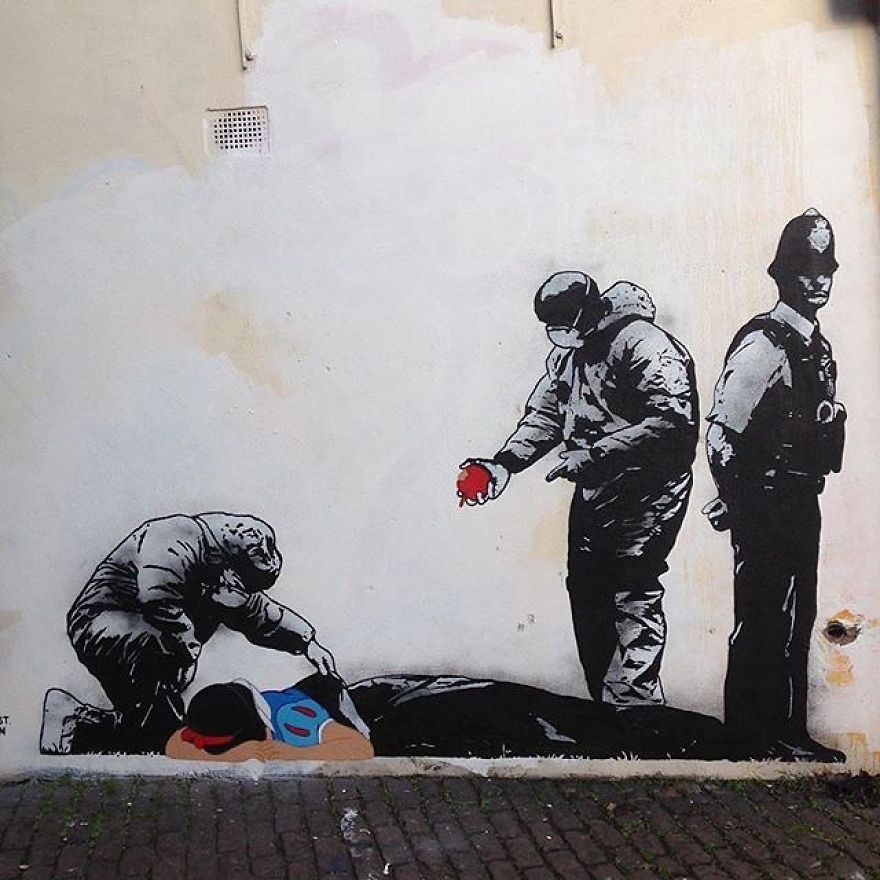 The Street Artist Forces The Viewer To Reflect When Seeing His Artworks On The Walls