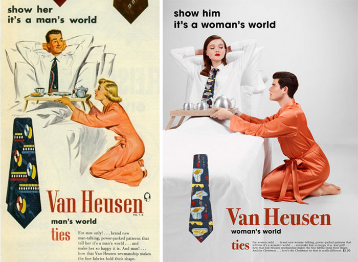 Photographer Reverses Gender Roles In Sexist Vintage Ads Photographer Reverses Gender Roles In Sexist Vintage Ads