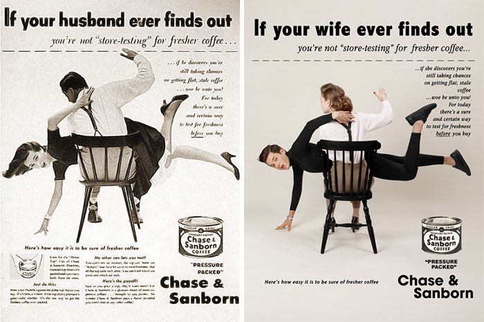Photographer Reverses Gender Roles In Sexist Vintage Ads Photographer Reverses Gender Roles In Sexist Vintage Ads