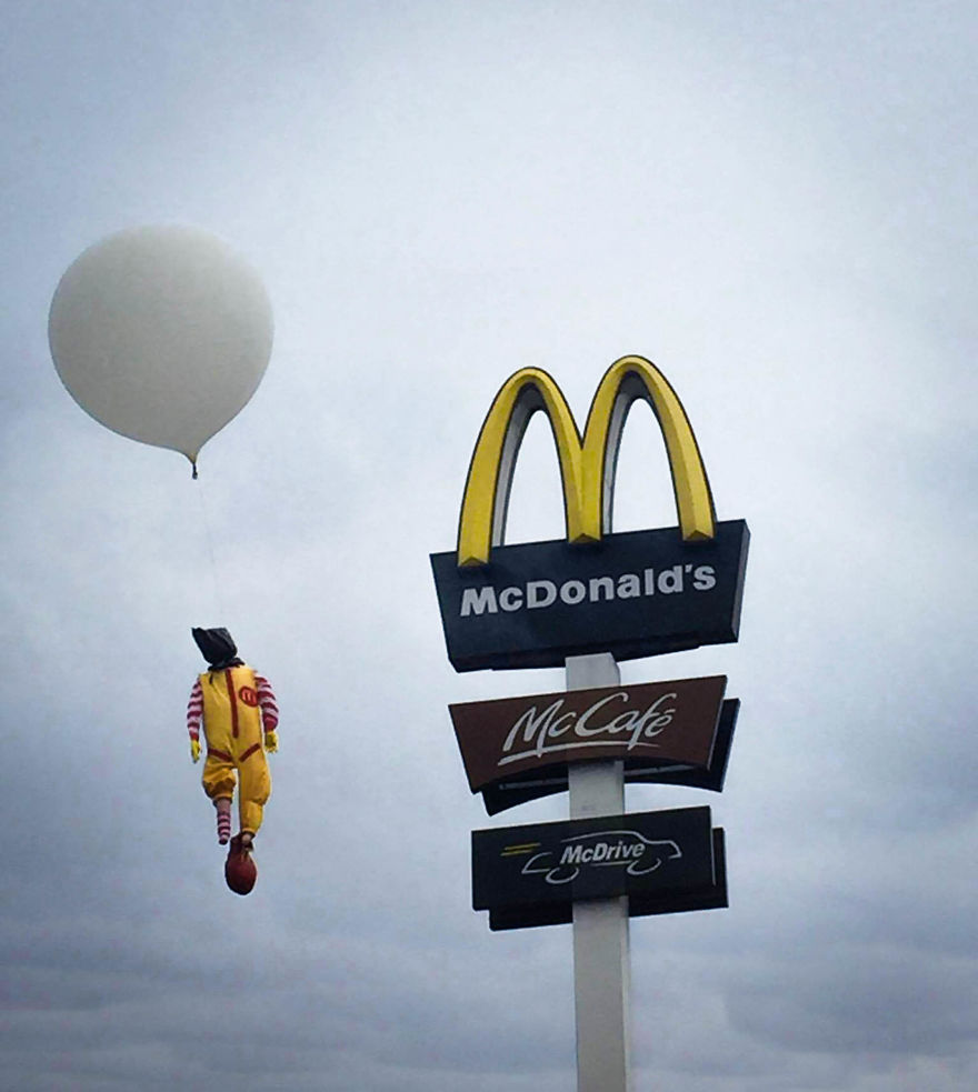 I Hanged Ronald McDonald Above McDonald’s Restaurant To Draw Attention To Shocking Facts I Hanged Ronald McDonald Above McDonald’s Restaurant To Draw Attention To Shocking Facts