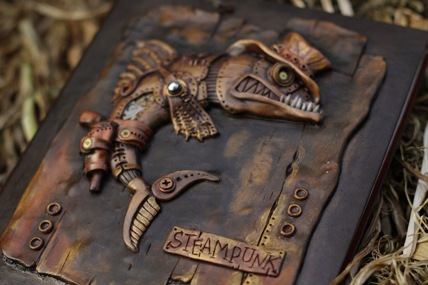 Notepad With A Cowboy Fish In Steampunk Style Notepad With A Cowboy Fish In Steampunk Style