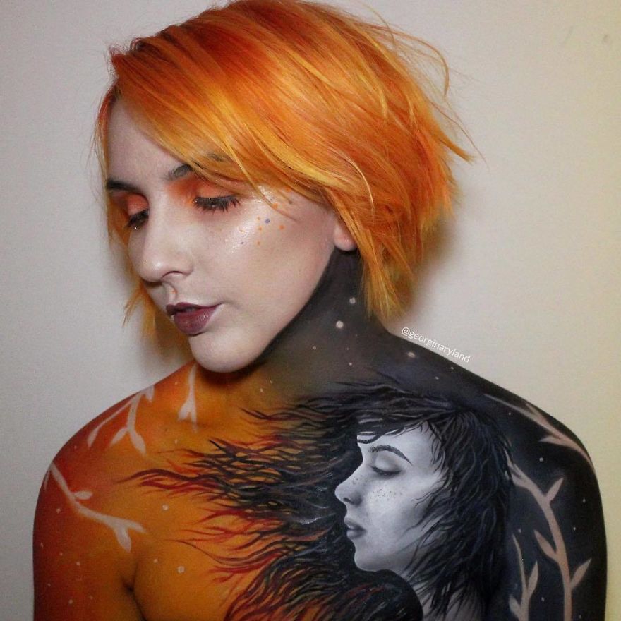 Makeup Artist Creates Incredible Drawings Using Her Own Body As Canvas Makeup Artist Creates Incredible Drawings Using Her Own Body As Canvas