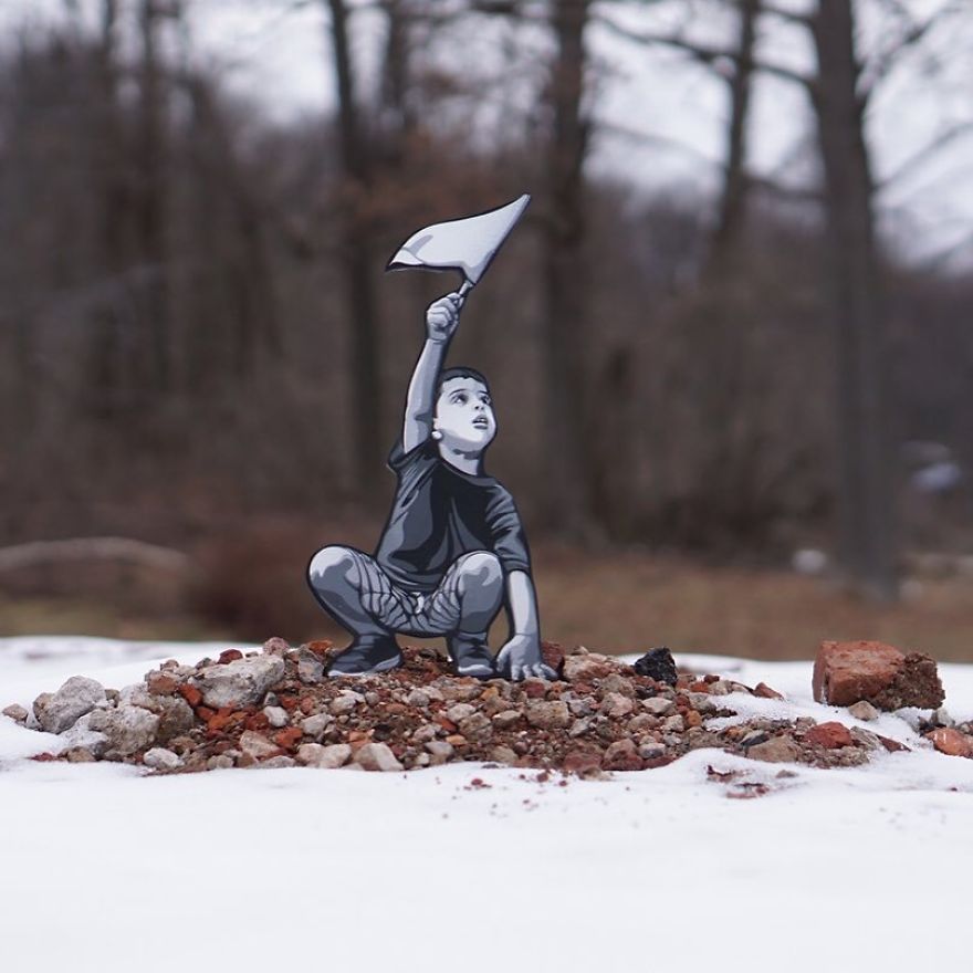 Artist Leaves Tiny Wooden Figures Around The City For People To Find