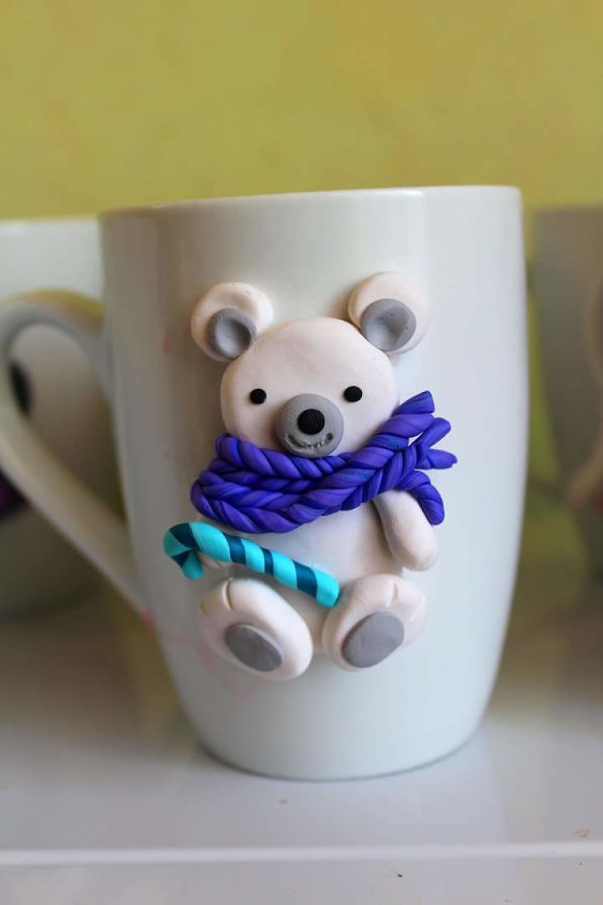 I Create Beautiful And Cute Polymer Clay Decorated Mugs