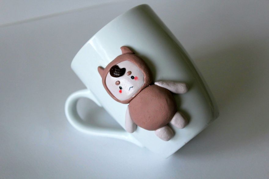 I Create Beautiful And Cute Polymer Clay Decorated Mugs