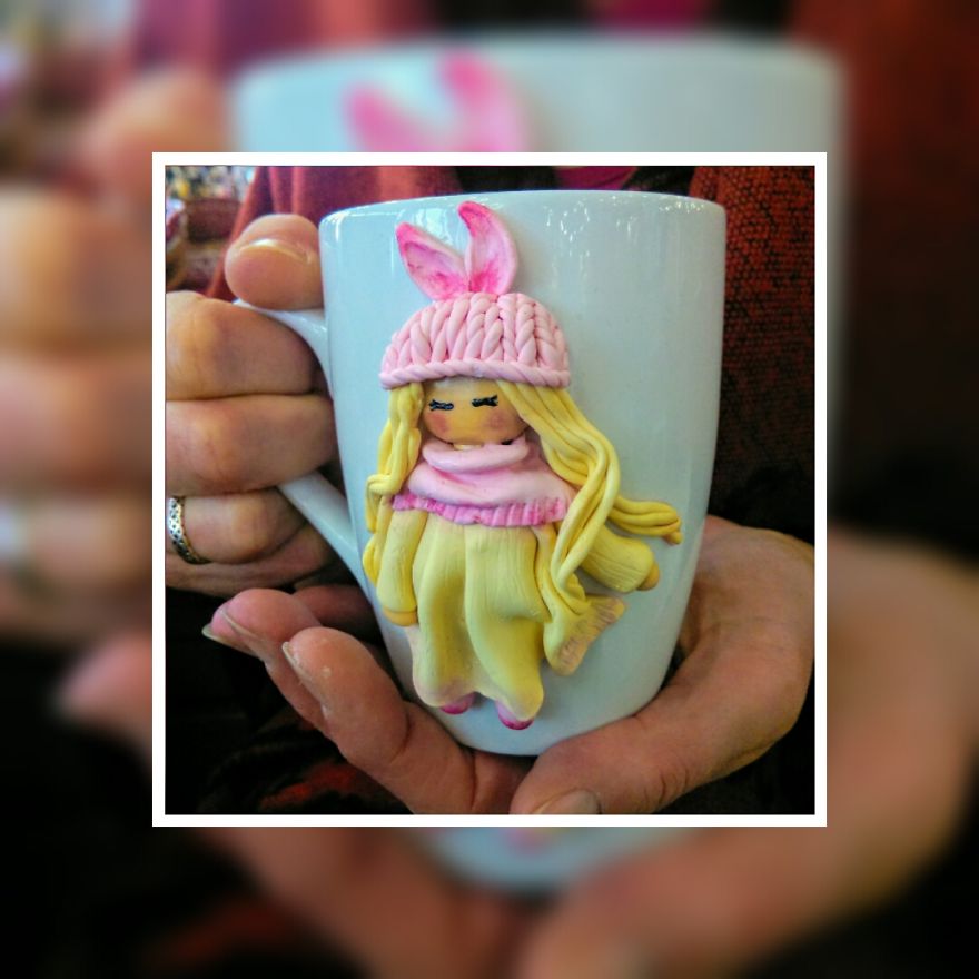 I Create Beautiful And Cute Polymer Clay Decorated Mugs