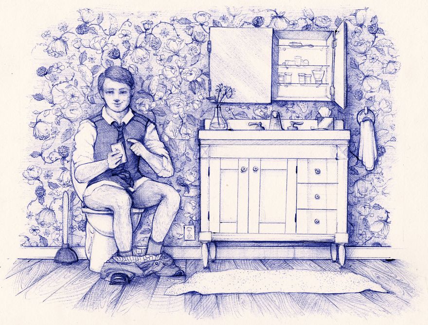 I’m Creating A Collection Of Little Vignettes With A Pen That Play With Our Relationship With Tech I’m Creating A Collection Of Little Vignettes With A Pen That Play With Our Relationship With Tech