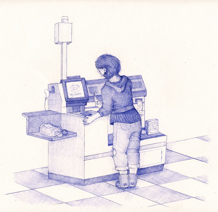 I’m Creating A Collection Of Little Vignettes With A Pen That Play With Our Relationship With Tech I’m Creating A Collection Of Little Vignettes With A Pen That Play With Our Relationship With Tech