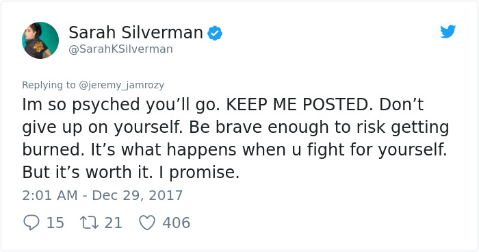 Sexist Troll Attacks Sarah Silverman On Twitter, And Her Unexpected Response Turns Man’s Life Upside Down Sexist Troll Attacks Sarah Silverman On Twitter, And Her Unexpected Response Turns Man’s Life Upside Down