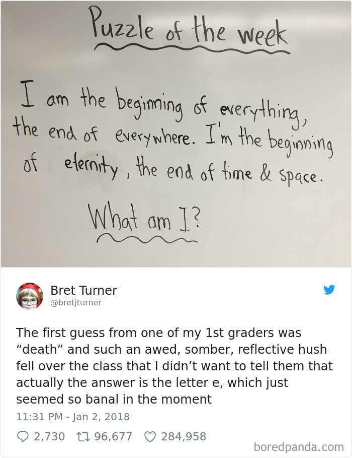 Teacher’s Classroom Riddle Gets An Answer From First Graders That He Does Not Expect Teacher’s Classroom Riddle Gets An Answer From First Graders That He Does Not Expect
