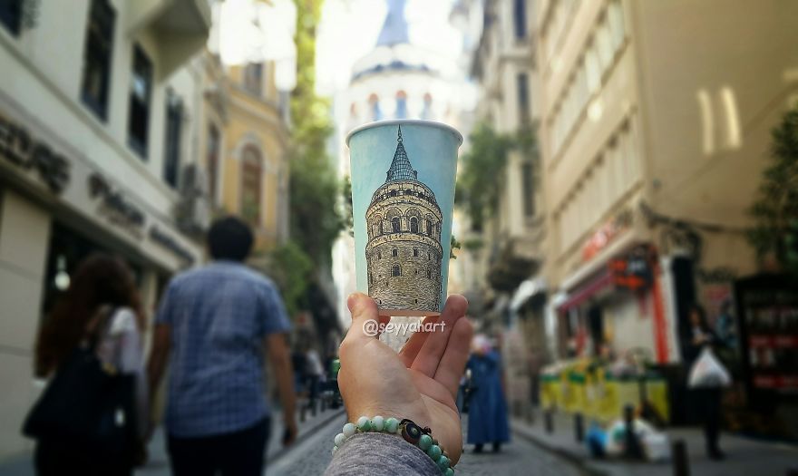 I Show The Story Of Ancient Istanbul By Drawing It On Cups