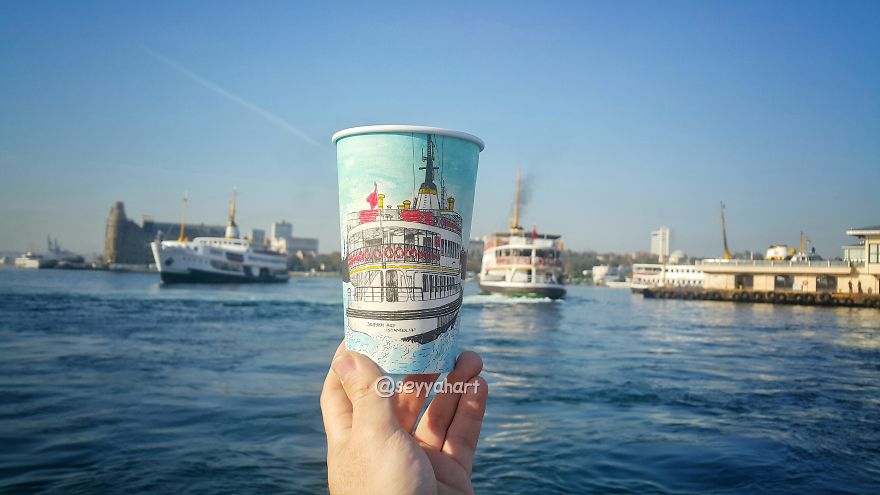I Show The Story Of Ancient Istanbul By Drawing It On Cups