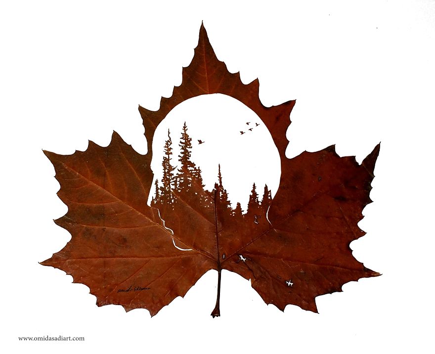 I Create Leaf Art By Carefully Cutting Intricate Scenes (New Pics)