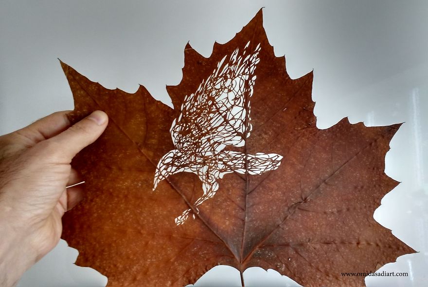 I Create Leaf Art By Carefully Cutting Intricate Scenes (New Pics)