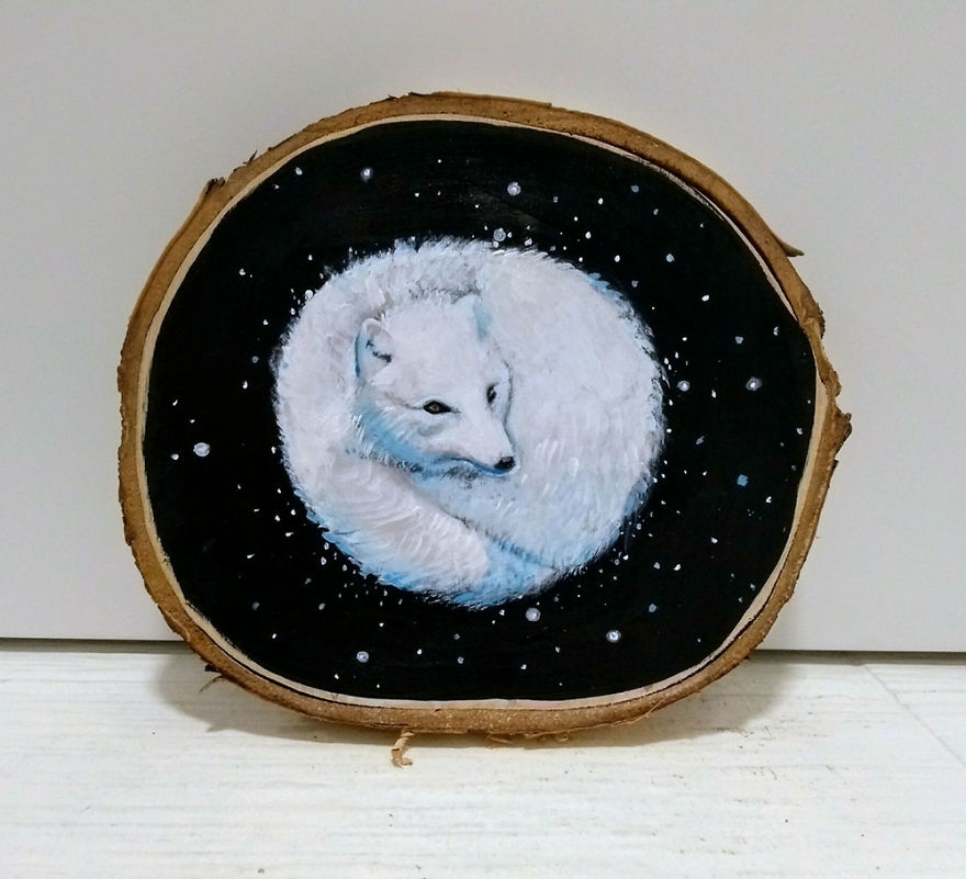 I Paint Animal Portraits On Slices Of Wood