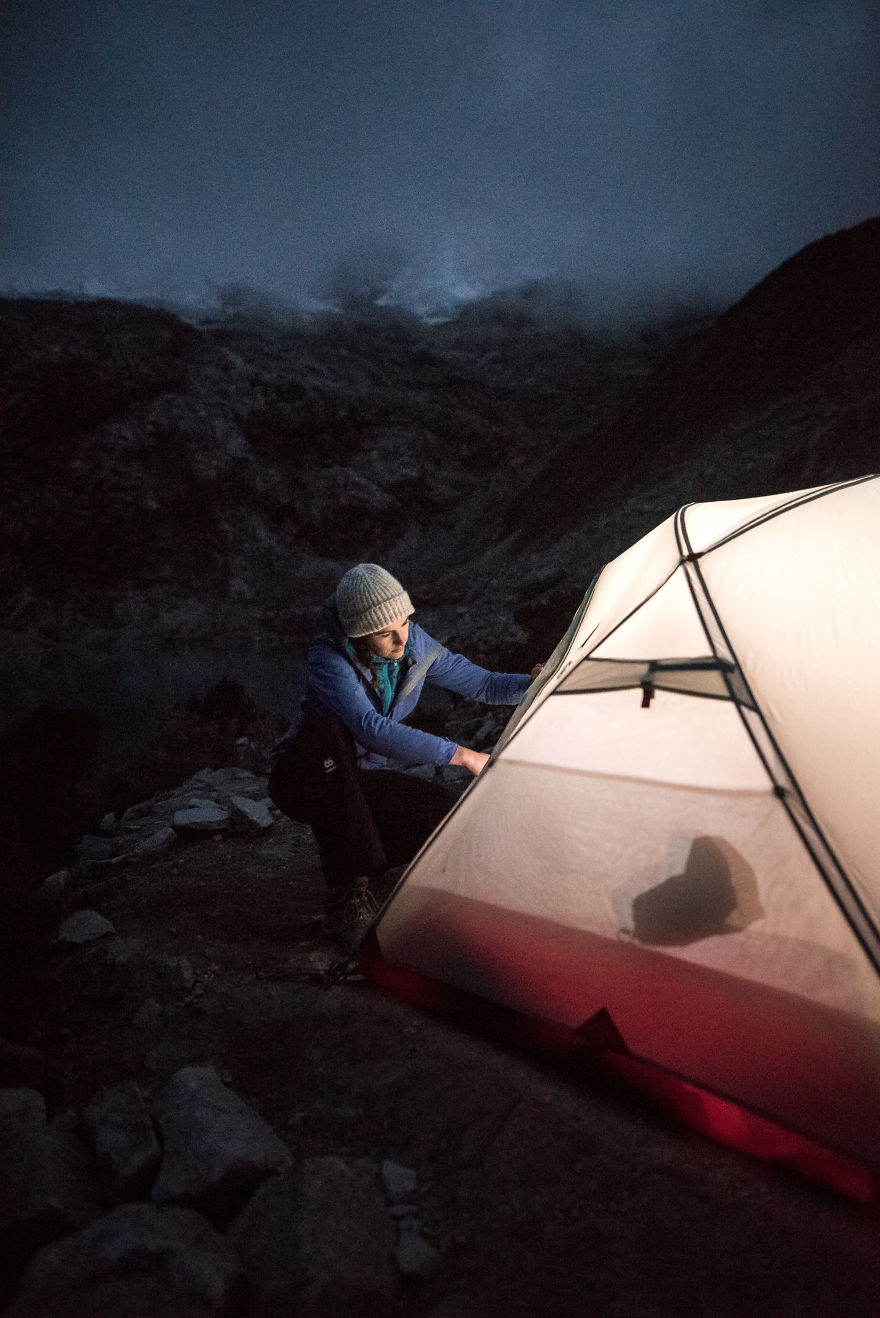 We Spent The Night At A Glacier Lake In Peru At 4600 Meters