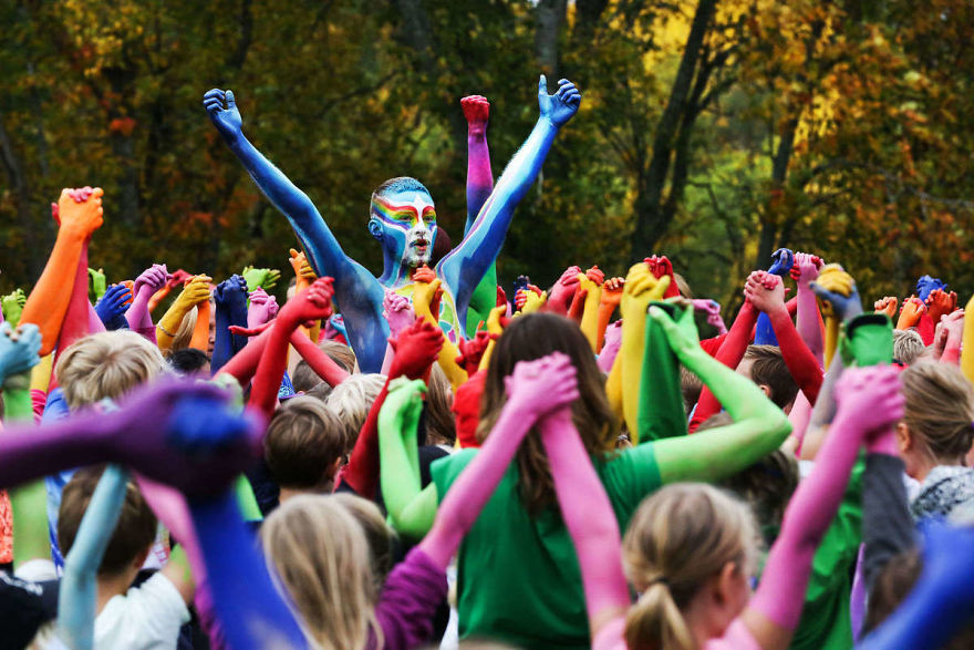 Over 750 Painted In Rainbow Colors, People Spread Love, Peace, Happiness, And Colors Around