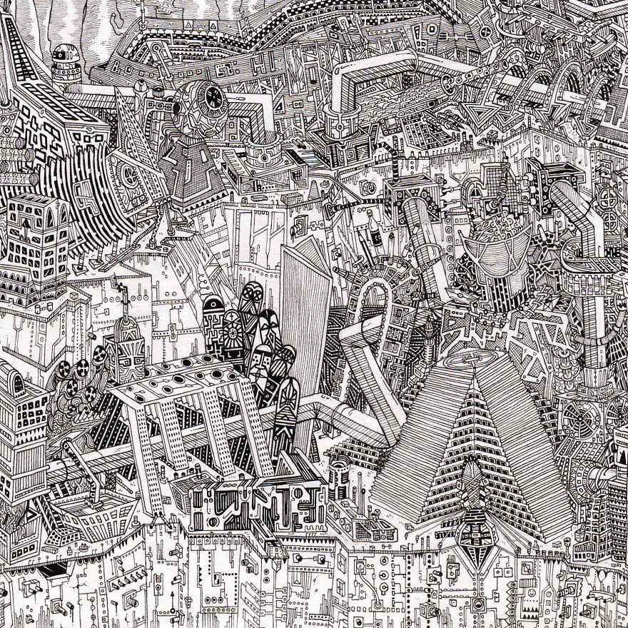 I Designed My Own Imaginary Cityscape In Black And White Using Markers I Designed My Own Imaginary Cityscape In Black And White Using Markers