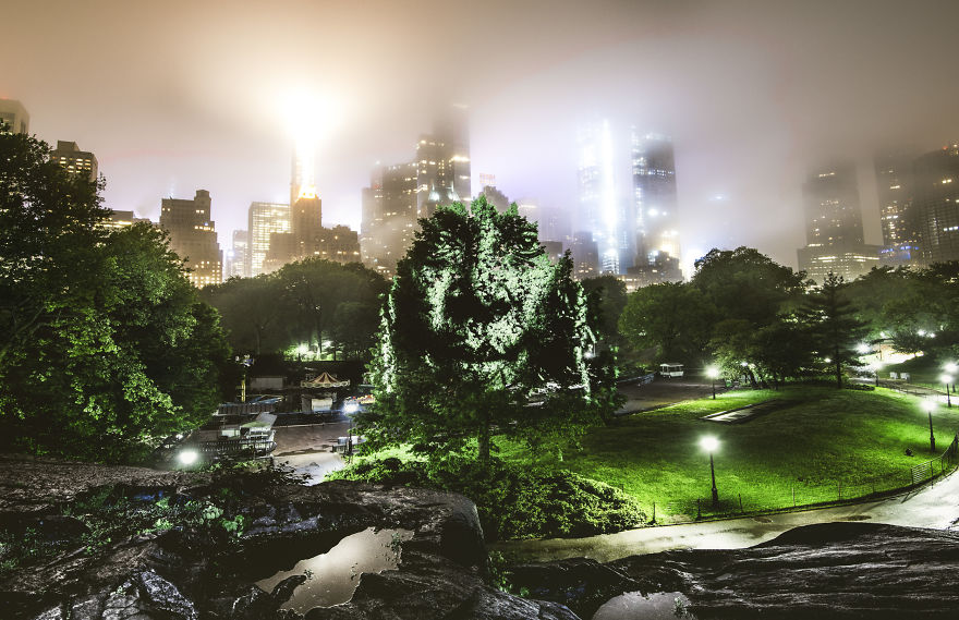 Artist Creates Incredible Portraits In Central Park Using Light Projections