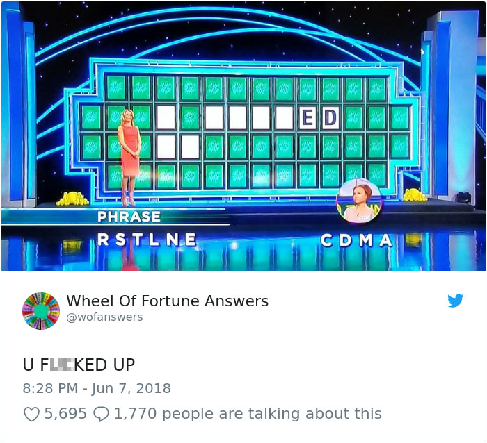 Someone Is Tweeting Hilariously Wrong “Wheel Of Fortune” Answers, And We Can’t Get Enough Someone Is Tweeting Hilariously Wrong “Wheel Of Fortune” Answers, And We Can’t Get Enough