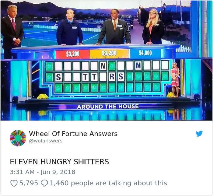 Someone Is Tweeting Hilariously Wrong “Wheel Of Fortune” Answers, And We Can’t Get Enough Someone Is Tweeting Hilariously Wrong “Wheel Of Fortune” Answers, And We Can’t Get Enough