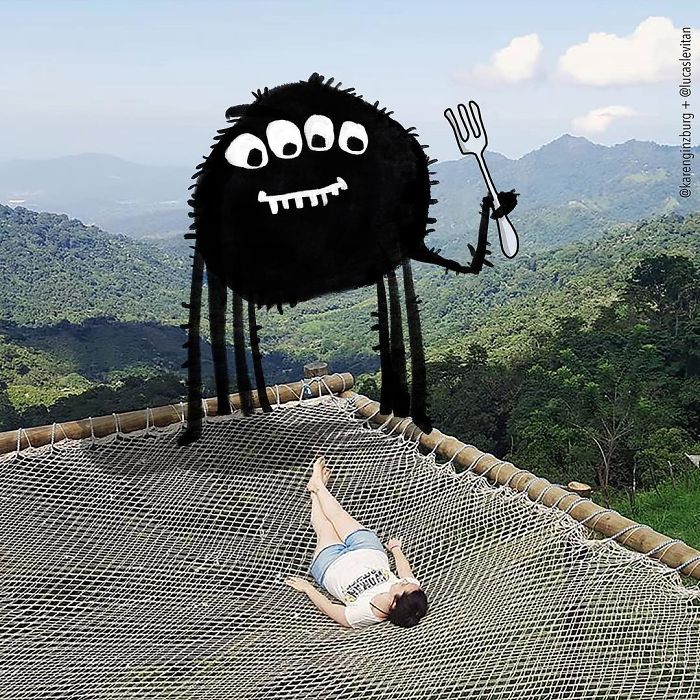 Artist “Invades” Strangers’ Photos On Instagram By Adding His Hilarious Illustrations Artist “Invades” Strangers’ Photos On Instagram By Adding His Hilarious Illustrations