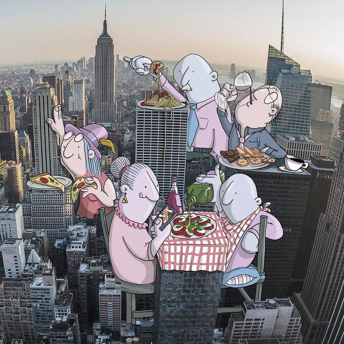 Artist “Invades” Strangers’ Photos On Instagram By Adding His Hilarious Illustrations Artist “Invades” Strangers’ Photos On Instagram By Adding His Hilarious Illustrations