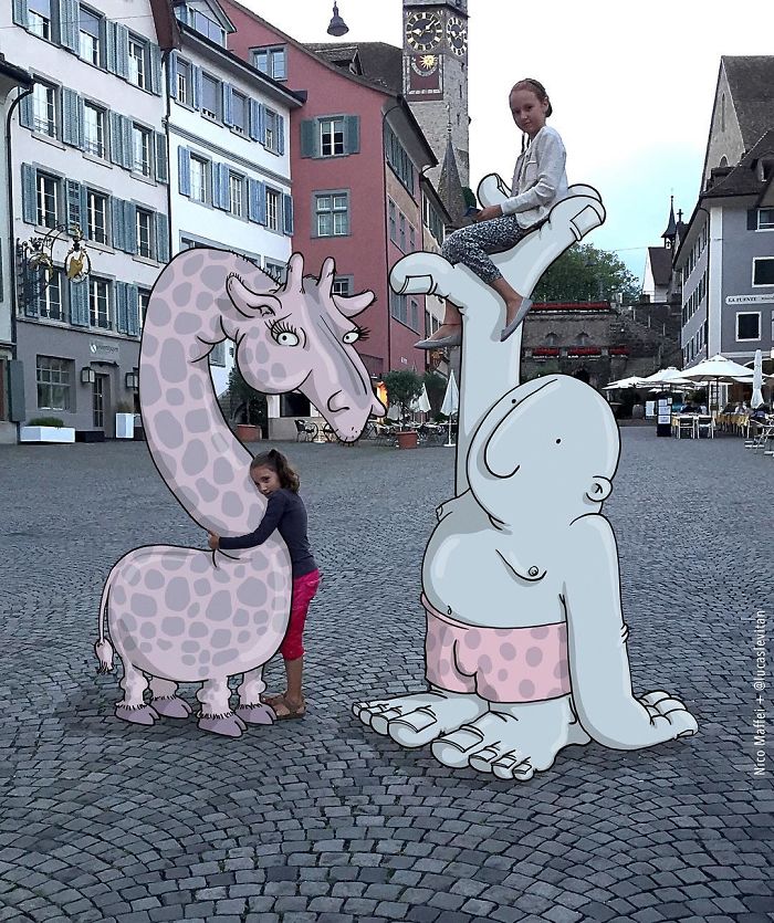 Artist “Invades” Strangers’ Photos On Instagram By Adding His Hilarious Illustrations Artist “Invades” Strangers’ Photos On Instagram By Adding His Hilarious Illustrations