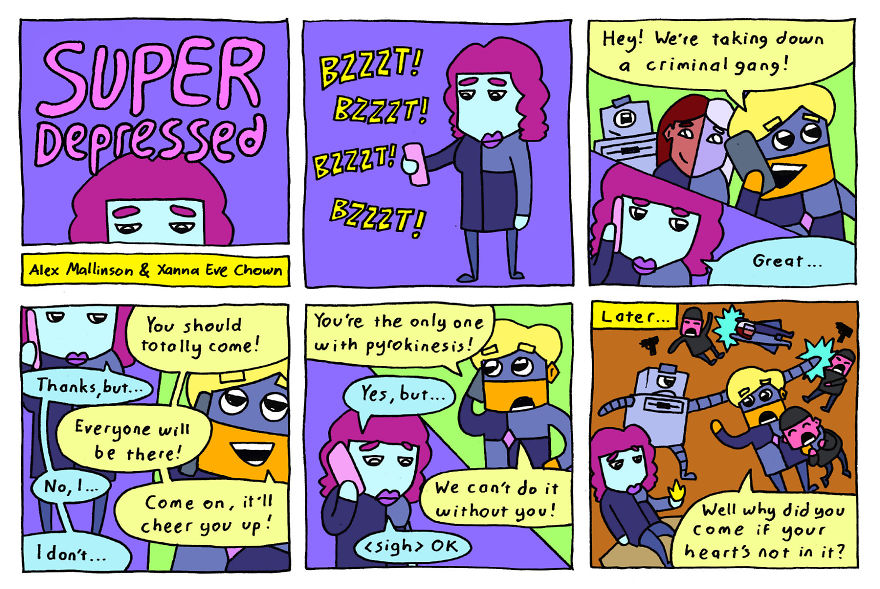 We Turn Our Depression And Anxiety Into Relatable Comics About Depressed Superheros! We Turn Our Depression And Anxiety Into Relatable Comics About Depressed Superheros!