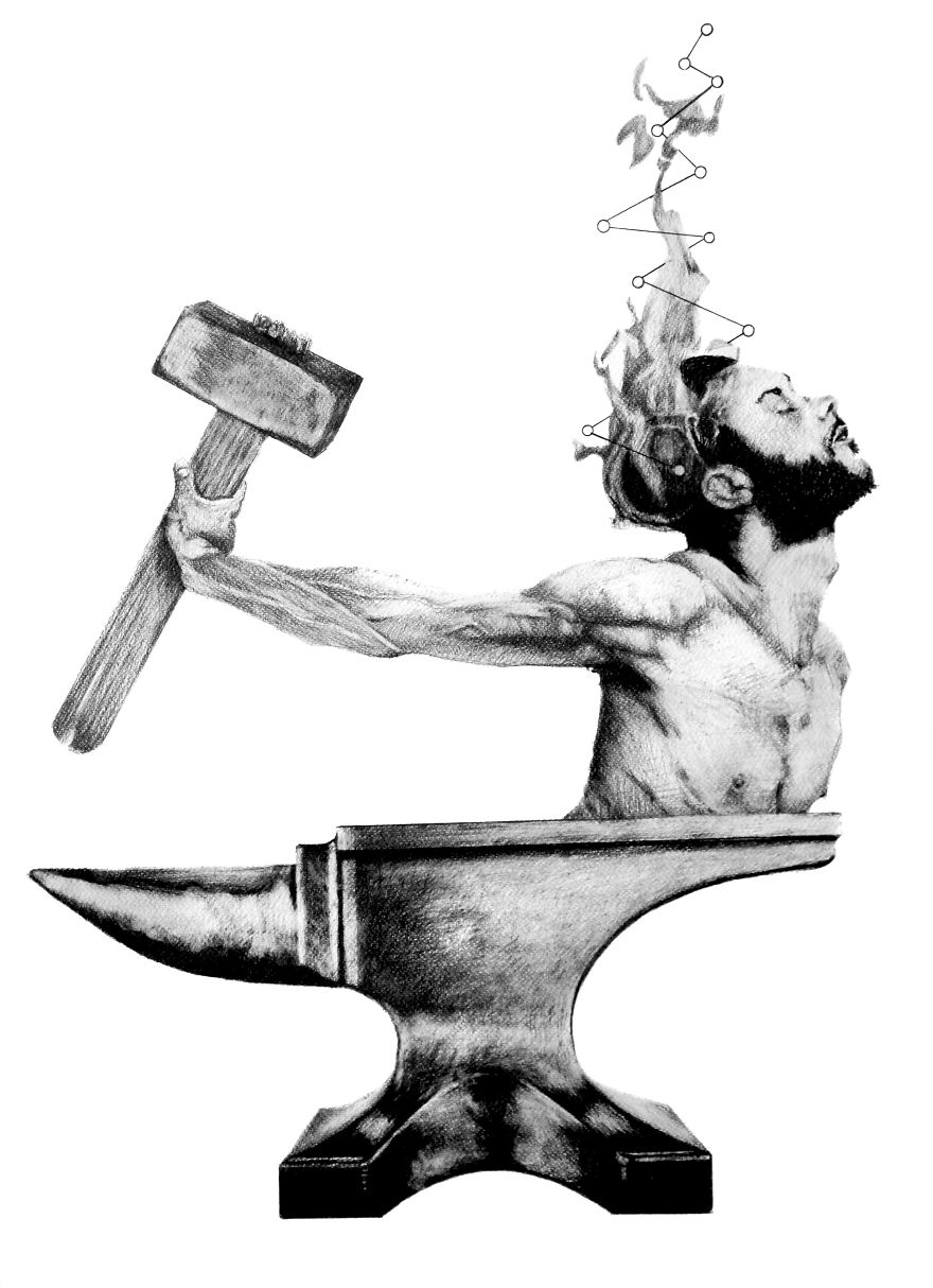 14 Collage- Pencil -Drawings Inspired By Greek Mythology 14 Collage- Pencil -Drawings Inspired By Greek Mythology