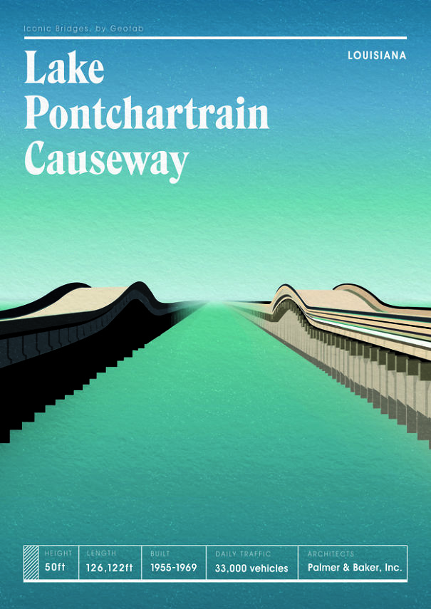 An Artist Illustrated America&#8217;s Most Iconic Bridges In Retro Travel Poster Style