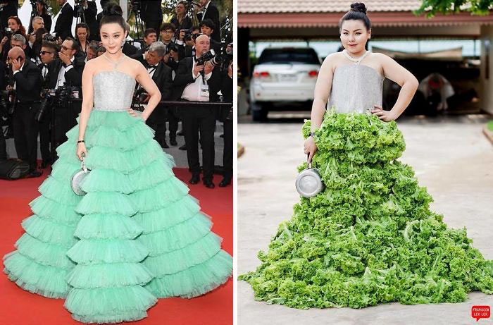 Woman Hilariously Recreates Celebrity Outfits Using Food, And The Result Is Better Than The Original Woman Hilariously Recreates Celebrity Outfits Using Food, And The Result Is Better Than The Original