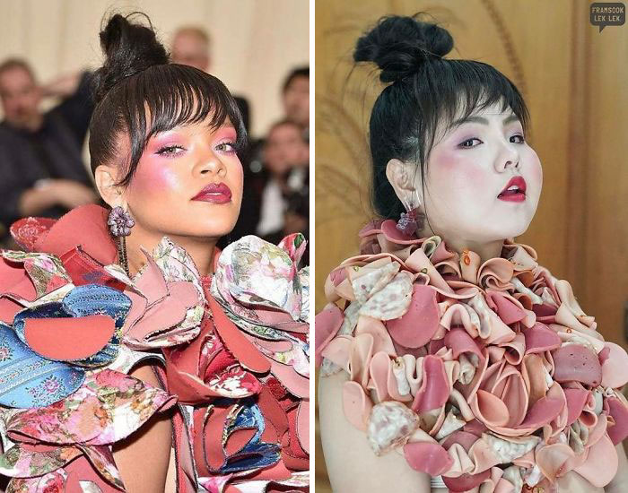 Woman Hilariously Recreates Celebrity Outfits Using Food, And The Result Is Better Than The Original Woman Hilariously Recreates Celebrity Outfits Using Food, And The Result Is Better Than The Original