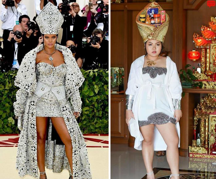 Woman Hilariously Recreates Celebrity Outfits Using Food, And The Result Is Better Than The Original Woman Hilariously Recreates Celebrity Outfits Using Food, And The Result Is Better Than The Original