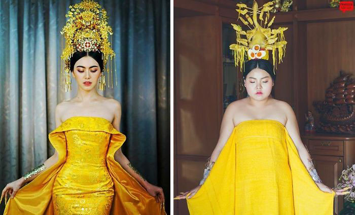 Woman Hilariously Recreates Celebrity Outfits Using Food, And The Result Is Better Than The Original Woman Hilariously Recreates Celebrity Outfits Using Food, And The Result Is Better Than The Original