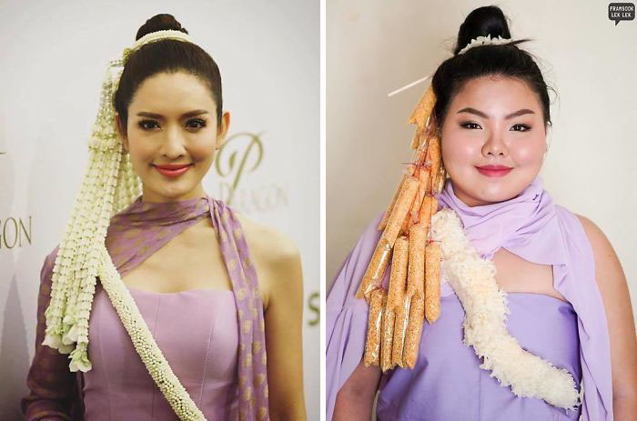 Woman Hilariously Recreates Celebrity Outfits Using Food, And The Result Is Better Than The Original Woman Hilariously Recreates Celebrity Outfits Using Food, And The Result Is Better Than The Original