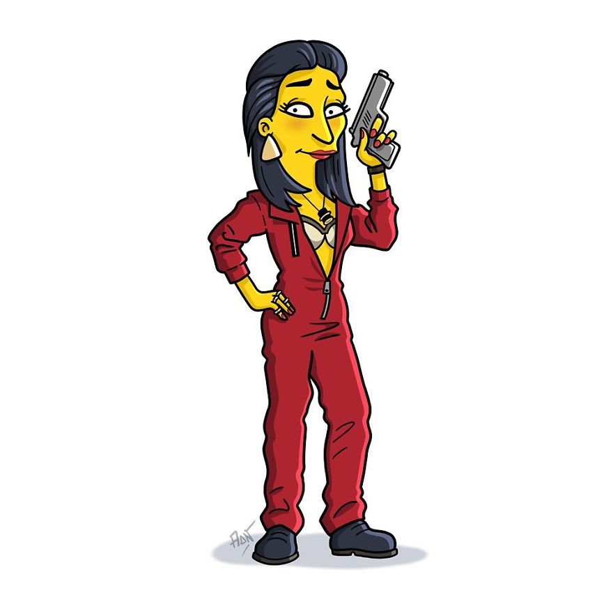 Cartoonist Transforms The Characters From The Series &#8220;La Casa De Papel&#8221; Into Simpson Version And The Result Is Lovely