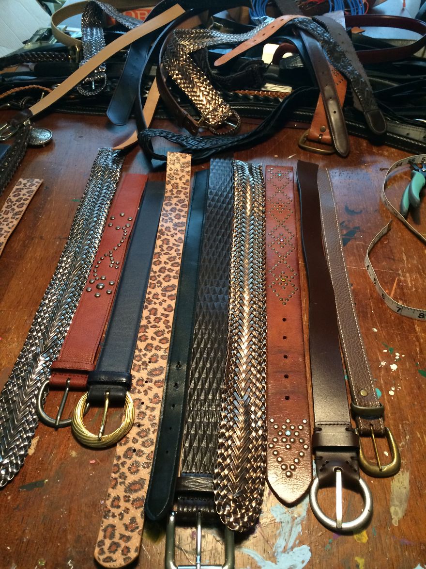 I Used Leather Belts To Upcycle This Small Table