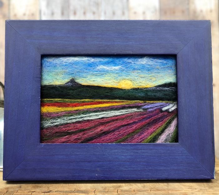Needle Felted Painting Tulip Fields Woodburn Oregon
