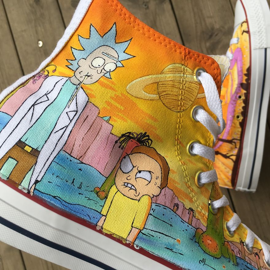 I Hand-Painted These Shoes With Rick And Morty Characters I Hand-Painted These Shoes With Rick And Morty Characters