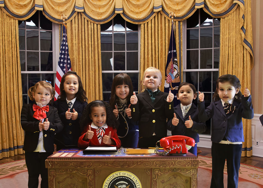 Little Girls Model As An All Female Presidential Cabinet For Empowering Children’s Book “Rad Girl Revolution”